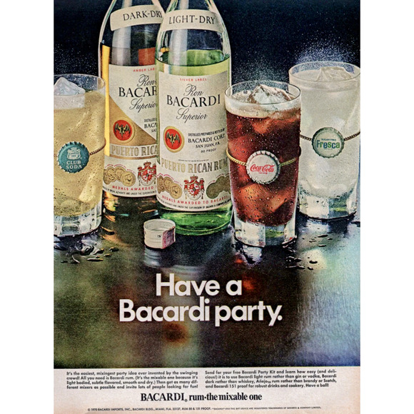 Bacardi Art 97 Bacardi Party Rum Vintage Print Ad Coca Cola Club